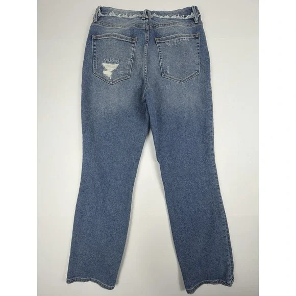 Good American Distressed Straight Jeans Women's 10/30 High Rise Raw Hem - Picture 2 of 9